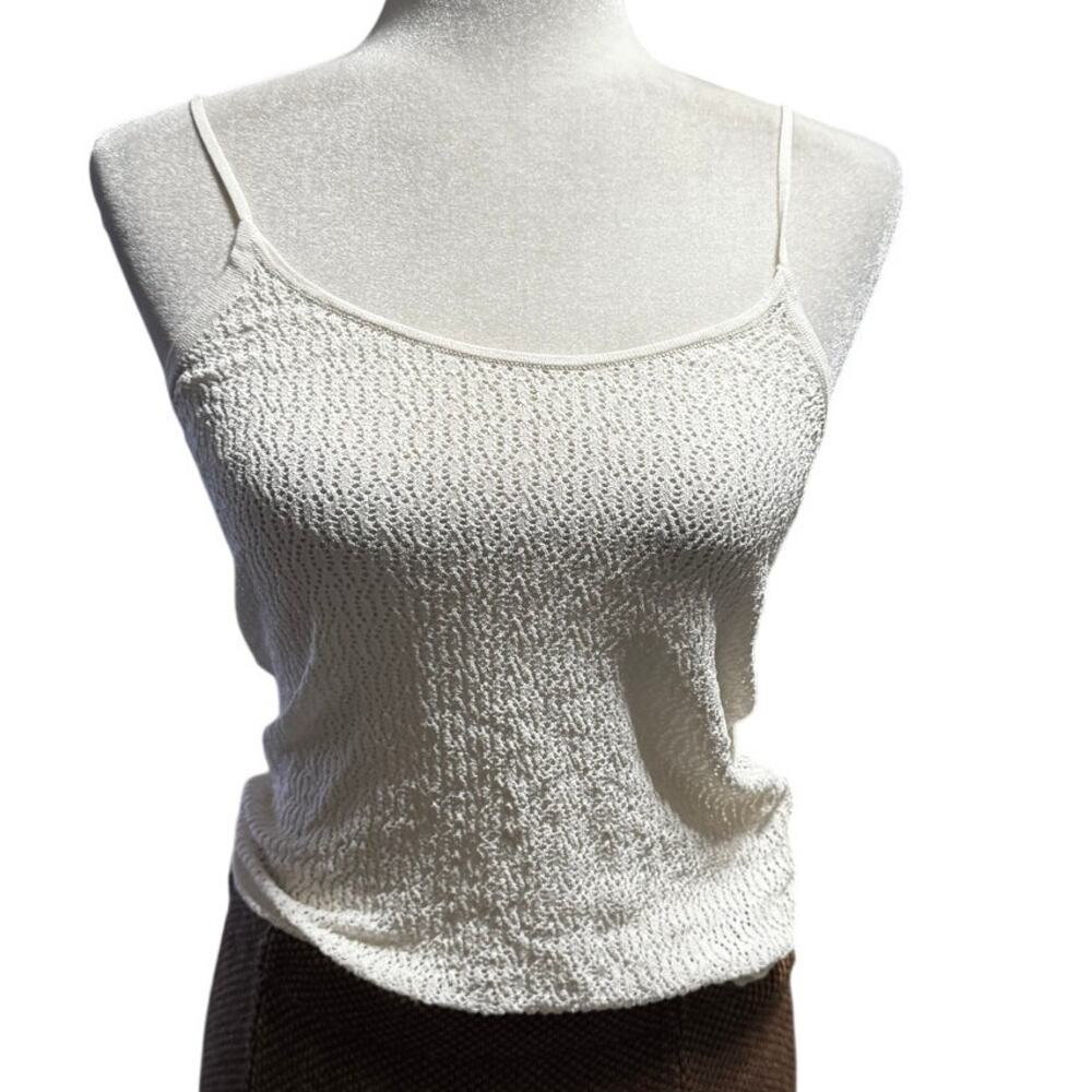 A.L.C. Cream Layered Knit Top Set Sheer Short Sleeve Sweater + Cami Size Medium - Picture 4 of 7